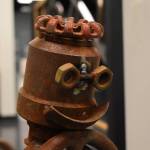 Recognizable components make up this metal face seen in a sculpture by Jacob Nabholz Tuesday, Jan. 31, 2023, at the Kenai Art Center, in Kenai, Alaska, as part of Metalwork & Play. (Jake Dye/Peninsula Clarion)