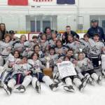 The Soldotna hockey team won the Division II state championship at the Patty Center in Fairbanks, Alaska, on Saturday, Feb. 4, 2023. (Photo provided)