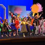 The cast of Triumvirate Theatres production of Seussical rehearse on Wednesday, Feb. 8, 2023, in the Renee C. Henderson Auditorium at Kenai Central High School in Kenai, Alaska. (Jake Dye/Peninsula Clarion)