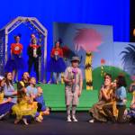 Bowe Meyers, as Horton, and the cast of Triumvirate Theatres production of Seussical rehearse on Wednesday, Feb. 8, 2023, in the Renee C. Henderson Auditorium at Kenai Central High School in Kenai, Alaska. (Jake Dye/Peninsula Clarion)