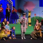 Bowe Meyers, as Horton, and the cast of Triumvirate Theatres production of Seussical rehearse on Wednesday, Feb. 8, 2023, in the Renee C. Henderson Auditorium at Kenai Central High School in Kenai, Alaska. (Jake Dye/Peninsula Clarion)