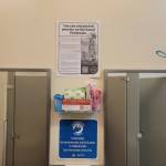 The first period product caddy to be installed is seen at Soldotna Montessori Charter School on Jan. 30, 2023, in Soldotna, Alaska. (Photo courtesy Chera Wackler)