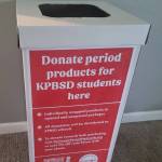 A donation box for period products. (Photo courtesy Chera Wackler)