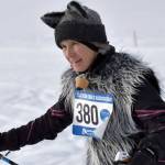 Sara Mahood, dressed as the Wolf, skis at the 19th annual Ski For Women on Sunday, Feb. 12, 2023, at Tsalteshi Trails just outside of Soldotna, Alaska. Mahood was part of the winning costume of "Little Red Riding Hood and the Big Bad Wolf." Not pictured, Leslie Boyd was Little Red Riding Hood, Sue Seggerman was the Woodcutter and Gigi Banas was Grandma. (Photo by Jeff Helminiak/Peninsula Clarion)