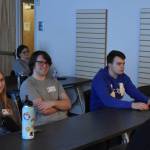 Emmalee Roney, Kai Adkins and Spencer Maw participate in Job Shadow Day, following Kenai Fire Department staff at the Kenai Community Library, in Kenai, Alaska, on Wednesday, Feb. 15, 2023. (Landon Dubber/Peninsula Clarion)