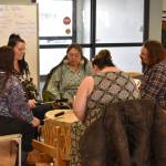 The Heartbeat of Mother Earth drummers perform during a celebration of Elizabeth Peratrovich Day at the Kenaitze Indian Tribes Tyotkas Elder Center in Kenai, Alaska, on Thursday, Feb. 16, 2023. (Jake Dye/Peninsula Clarion)