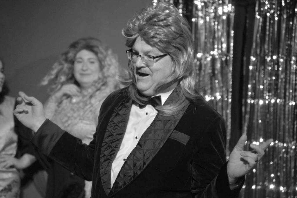 Jake Dye/Peninsula Clarion 
Bill Taylor portrays Tony during a rehersal of Disaster! on Tuesday at the Kenai Performers Theater in Soldotna.