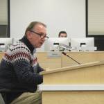 Tyonek Native Corporation CEO Stephen Peskosky testifies before the Kenai Peninsula Borough Assembly in opposition to inclusion of Tyonek in the Nikiski Advisory Planning Commission during an assembly meeting on Tuesday, Feb. 21, 2023 in Soldotna, Alaska. (Ashlyn OHara/Peninsula Clarion)