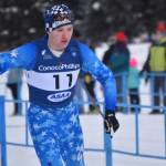Jonathan Gordon, of Soldotna, takes off on the final leg of the boys 4x5-kilometer relay at the ASAA State Nordic Ski Championships at Kincaid Park in Anchorage, Alaska, on Saturday, Feb. 25, 2023. (Jake Dye/Peninsula Clarion)