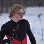 Kenais Jack Laker walks away from the track, moments after completing the final leg of the boys 4x5-kilometer relay at the ASAA State Nordic Ski Championships at Kincaid Park in Anchorage, Alaska, on Saturday, Feb. 25, 2023. (Jake Dye/Peninsula Clarion)
