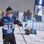 Eryn Field, of Homer, sets out on the last leg of the girls 4x3.5-kilometer relay at the ASAA State Nordic Ski Championships at Kincaid Park in Anchorage, Alaska, on Saturday, Feb. 25, 2023. (Jake Dye/Peninsula Clarion)