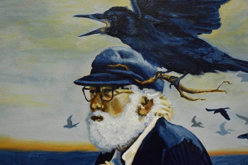 Charlotte Coots The Race is seen hanging on Feb. 28, 2023, at the Kenai Art Center in Kenai, Alaska, part of Bird Call, the centers March show. (Jake Dye/Peninsula Clarion)