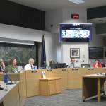 Susan Smalley, right, testifies before the Soldotna City Council on Wednesday, March 8, 2023, in Soldotna, Alaska. Smalley, who attended the 2022 Pride in the Park event questioned what would and would not be considered inappropriate under the proposed legislation. (Ashlyn OHara/Peninsula Clarion)