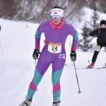Anchorage's Jenna DiFolco skis to victory in the 42-kilometer women's race at the Kachemak Nordic Ski Marathon outside of Homer, Alaska, on Saturday, March 18, 2023. (Photo by Erin Thompson/Peninsula Clarion)