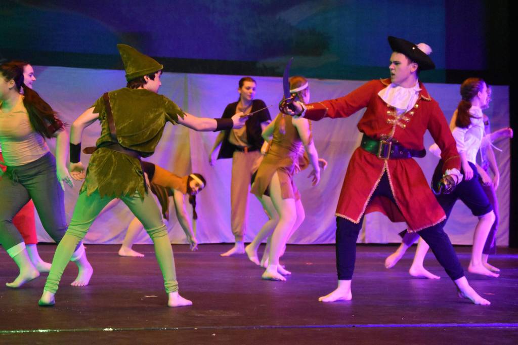 Forever Dance performers rehearse Storytellers on Wednesday, March 22, 2023, at the Renee C. Henderson Auditorium in Kenai, Alaska. (Jake Dye/Peninsula Clarion)