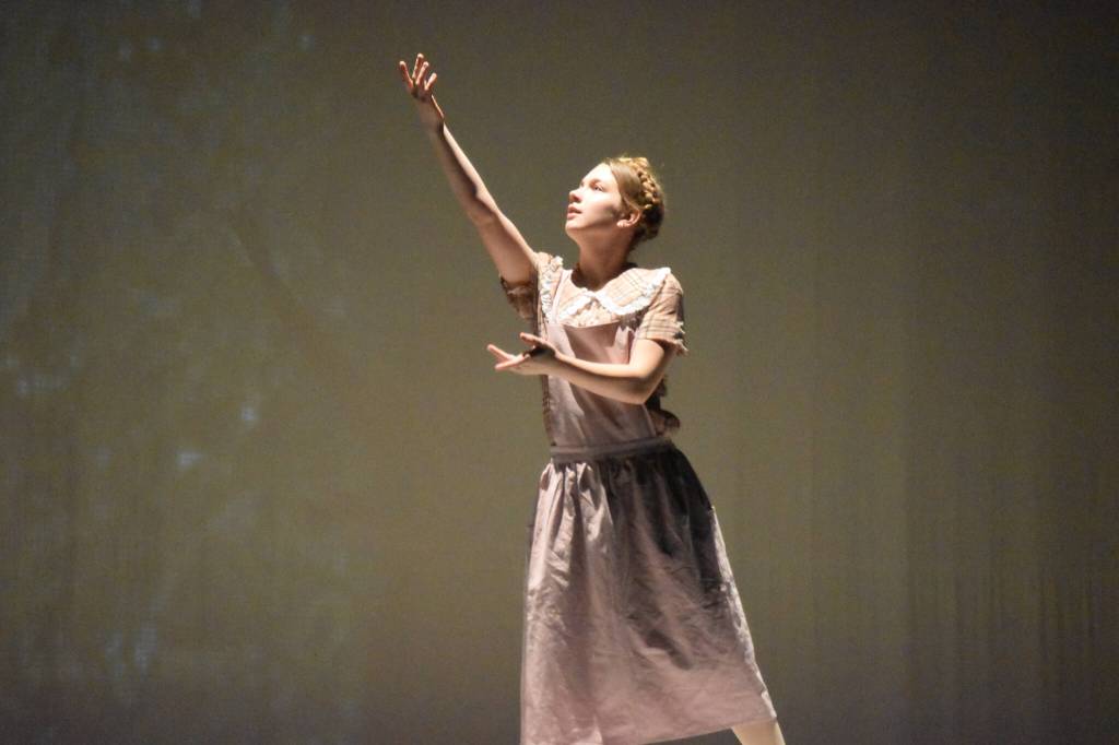 Forever Dance performers rehearse Storytellers on Wednesday, March 22, 2023, at the Renee C. Henderson Auditorium in Kenai, Alaska. (Jake Dye/Peninsula Clarion)