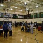 Seward High School students visit tables and speak to local professionals at Seward High Schools Career Day on Thursday, March 23, 2023, at Seward High School in Seward, Alaska. (Jake Dye/Peninsula Clarion)
