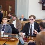 Mark Sabbatini / Juneau Empire
Legislative fiscal analysts Alexei Painter, right, and Conor Bell explain the states financial outlook during the next decade to the Senate Finance Committee on Friday.