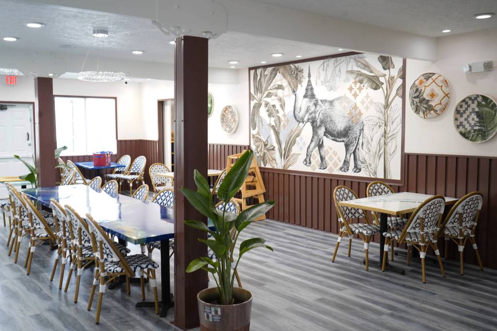 The interior of the new Siam Noodles and Food location in Soldotna, Alaska is seen on Tuesday, March 28, 2023. (Jake Dye/Peninsula Clarion)