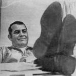 Seward Police Chief Bill Bagron puts his feet up contentedly after the arrest of all three suspects in the robbery of a Seward bank in August 1971. (Original photo from the Seward Phoenix Log)