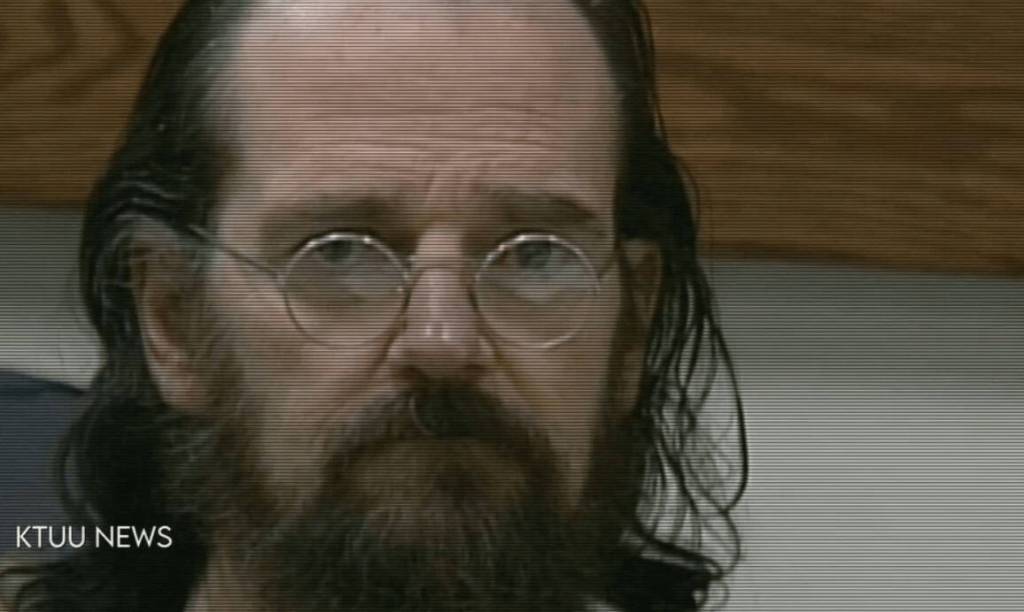 Bank robber Paul Stavenjord was back in the news in big way in the late 1990s. In this KTUU-television images, he is seen here in law-enforcement custody.