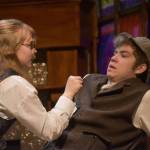 JLee Webster as the King of Bohemia threatens Josiah Burtons Sherlock Holmes during a rehearsal of Sherlock Holmes: The Final Adventure at Soldotna High School in Soldotna, Alaska, on Wednesday, April 12, 2023. (Jake Dye/Peninsula Clarion)