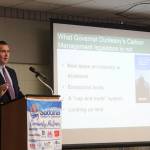 Alaska Department of Natural Resources Commissioner-designee John Boyle presents information about carbon capture, utilization and storage during a Soldotna Chamber of Commerce luncheon on Friday, April 14, 2023, in Soldotna, Alaska. (Ashlyn OHara/Peninsula Clarion)