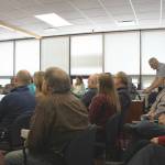 Attendees listen to Rep. Justin Ruffridge and Sen. Jesse Bjorkman during a town hall event on Saturday, April 15, 2023, in Kenai, Alaska. (Ashlyn OHara/Peninsula Clarion)