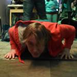 Kenai Centrals Kage Adkins does push ups after his loss during the Super Smash Bros. Ultimate State Championship on Saturday, April 22, 2023, at the University of Alaska Anchorage Esports Lounge in Anchorage, Alaska. (Jake Dye/Peninsula Clarion)