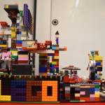 The Creation, by Elias S., is a massive structure composed of bright colors seen on Friday, April 28, 2023, part of Brick by Brick at the Kenai Community Library in Kenai, Alaska. (Jake Dye/Peninsula Clarion)