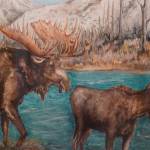 The Courting, by Marlyn Kramer, hangs as part of Thursday Art Group at the Kenai Art Center in Kenai, Alaska, on Wednesday, May 3, 2023. (Jake Dye/Peninsula Clarion)