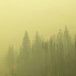 Photo by Victoria Petersen/Peninsula Clarion
Smoke from the Swan Lake Fire impairs visibility on the Sterling Highway on Aug. 20, 2019.