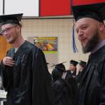 Kenai Peninsula College graduates are staged ahead of Kenai Peninsula Colleges 53rd annual commencement on Thursday, May 11, 2023, at Kenai Central High School in Kenai, Alaska. (Jake Dye/Peninsula Clarion)
