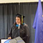 University of Alaska Anchorage Vice Chancellor Deanna Woodard speaks to graduates during the 2023 Kachemak Bay Campus commencement on Wednesday, May 10, 2023, in Homer, Alaska. (Photo by Delcenia Cosman/Homer News)