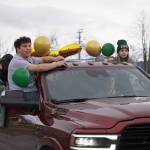 Seward graduates parade down 4th Avenue in Seward, Alaska on Friday, May 12, 2023. (Jake Dye/Peninsula Clarion)