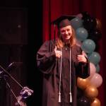 Connections Homeschool students take the stage to receive their diplomas during the Connections Homeschool graduation ceremony on Thursday, May 18, 2023, at Soldotna High School in Soldotna, Alaska. (Jake Dye/Peninsula Clarion)