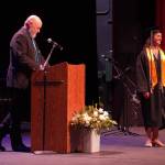 Connections Homeschool Principal Douglas Hayman speaks about Anna DeVolld during the Connections Homeschool graduation ceremony on Thursday, May 18, 2023, at Soldotna High School in Soldotna, Alaska. (Jake Dye/Peninsula Clarion)
Connections Homeschool Principal Douglas Hayman speaks about Anna DeVolld during the Connections Homeschool graduation ceremony on Thursday, May 18, 2023, at Soldotna High School in Soldotna, Alaska. (Jake Dye/Peninsula Clarion)