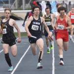 Soldotnas Leigh Tacey II battles to second place in the Division I 1,600-meter relay Saturday, May 27, 2023, at the state track and field meet at Palmer High School in Palmer, Alaska. (Photo by Jeff Helminiak/Peninsula Clarion)
