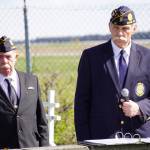 American Legion Post 20 Chaplain Mike Meredith and Cmdr. Ron Homan stand during a Memorial Day ceremony on Monday, May 29, 2023, at the Kenai Cemetery in Kenai, Alaska. (Jake Dye/Peninsula Clarion)