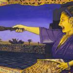 A painting by Charlotte Coots is part of Making Her Mark, the June show at the Kenai Art Center in Kenai, Alaska, on Tuesday, May 30, 2023. (Jake Dye/Peninsula Clarion)