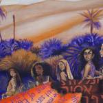 A painting by Charlotte Coots is part of Making Her Mark, the June show at the Kenai Art Center in Kenai, Alaska, on Tuesday, May 30, 2023. (Jake Dye/Peninsula Clarion)