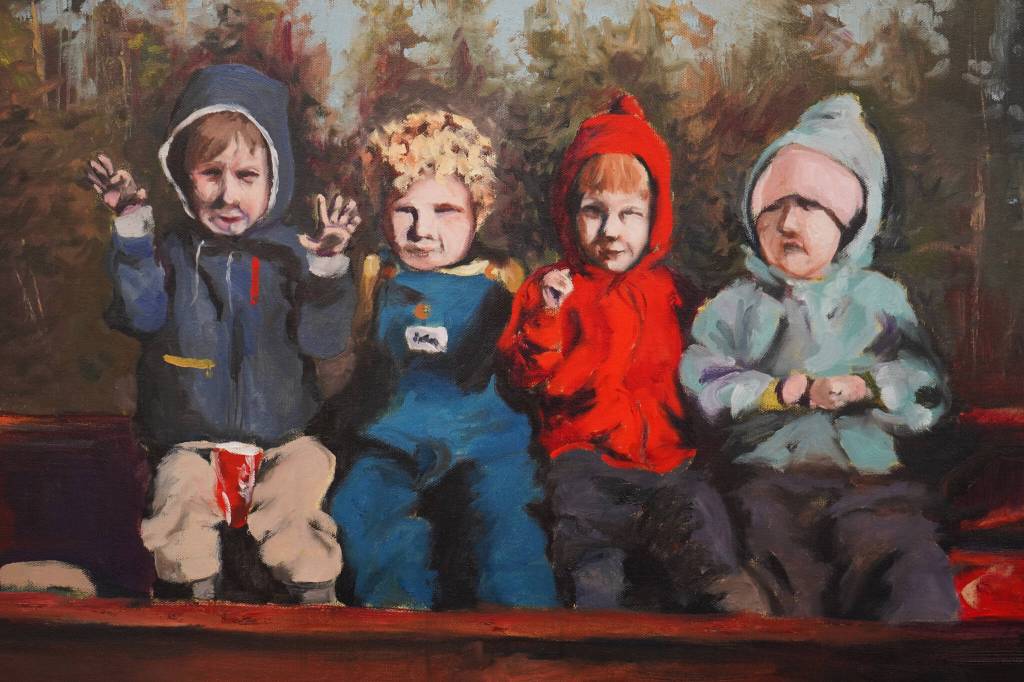 A painting by Abbey Ulen is part of Making Her Mark, the June show at the Kenai Art Center in Kenai, Alaska, on Tuesday, May 30, 2023. (Jake Dye/Peninsula Clarion)