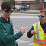 Transportation professionals discuss concerns and suggest solutions at the Sterling Highway and Birch Avenue intersection in Soldotna, Alaska, on Monday, May 22, 2023. (Jake Dye/Peninsula Clarion)