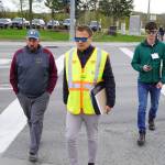 Transportation professionals tour the Sterling Highway and Birch Avenue intersection in Soldotna, Alaska, on Monday, May 22, 2023. (Jake Dye/Peninsula Clarion)