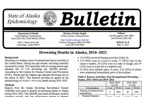 An Epidemiology Bulletin titled Drowning Deaths in Alaska, 2016-2021 published Wednesday, May 31, 2023. (Screenshot)