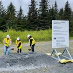 Chugachmiut Board Vice Chair Larry Evanoff from Chenega, Chair Fran Norman from Port Graham, and Director Arne Hatch from Qutekcak broke ground for the Chugachmiut Regional Health Center in Seward, Alaska, Saturday, June 3. The occasion marked the start of construction of the $20 million facility. The 15,475 square foot Tribally owned and operated health clinic will serve as a regional hub providing medical, dental, and behavioral health services for Alaskans in seven Tribal communities. (Photo provided by United States Department of Agriculture Rural Development)