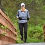 Kenais Emma Blake runs in the Tsalteshi Backyard Ultra on Friday, June 9, 2023, in Soldotna, Alaska. (Photo by Jeff Helminiak/Peninsula Clarion)