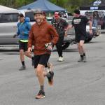 Anchorages David Short and Girdwoods Zach Behney lead runners on the fifth lap, or yard, at the Tsalteshi Backyard Ultra on Friday, June 9, 2023, at the parking lot of the Soldotna Regional Sports Complex in Soldotna, Alaska. (Photo by Jeff Helminiak/Peninsula Clarion)