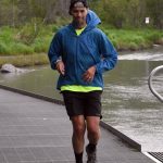 Talkeetnas Tony Covarrubias runs along the Kenai River in the Tsalteshi Backyard Ultra on Friday, June 9, 2023, in Soldotna, Alaska. (Photo by Jeff Helminiak/Peninsula Clarion)