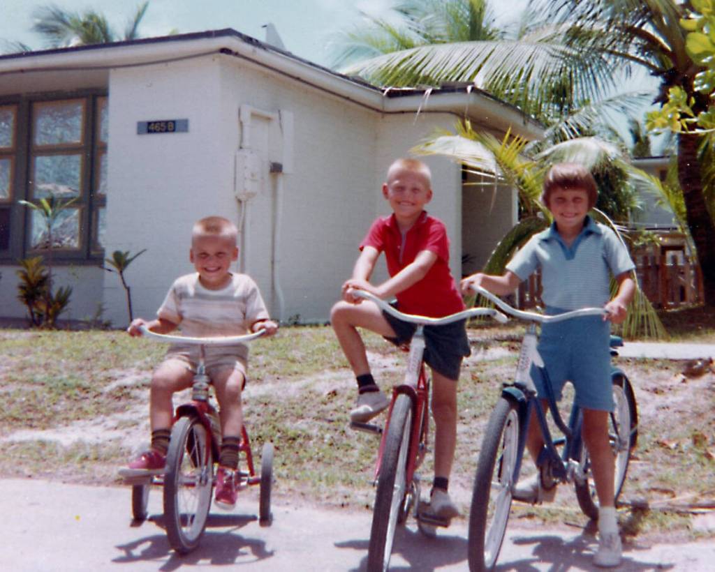 Eric Fenger (posed between brother Peter and sister Heidi) called Kwajalein Atoll a paradise for kids. The Fengers lived in this South Pacific locale for about a year, starting in mid-1965.